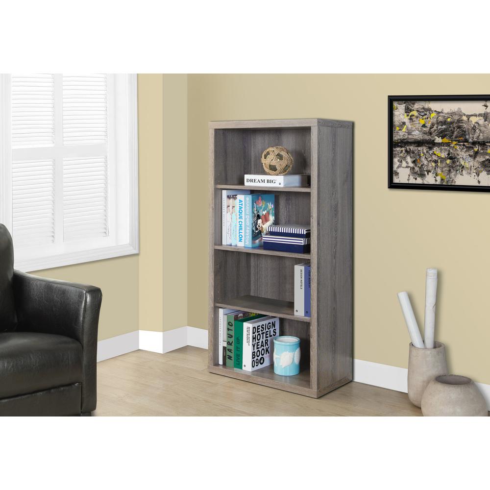 Bookshelf, Bookcase, Etagere, 5 Tier, 48H, Office, Bedroom, Brown Laminate