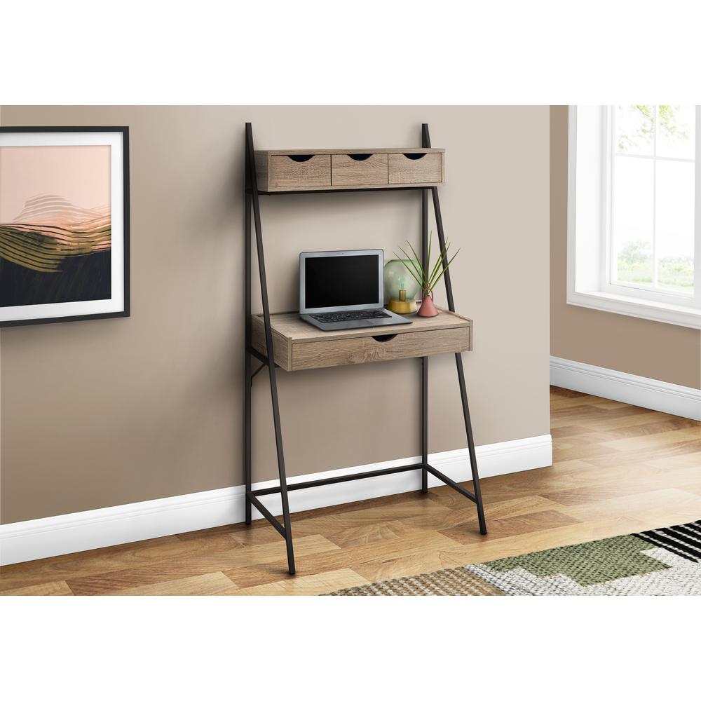 Computer Desk, Home Office, Laptop, Leaning, Storage Drawers, 32L, Work, Brown