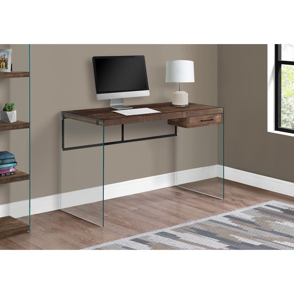 Computer Desk, Home Office, Laptop, Storage Drawers, 48L, Work, Brown Laminate
