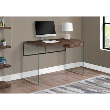 Computer Desk, Home Office, Laptop, Storage Drawers, 48L, Work, Brown Laminate