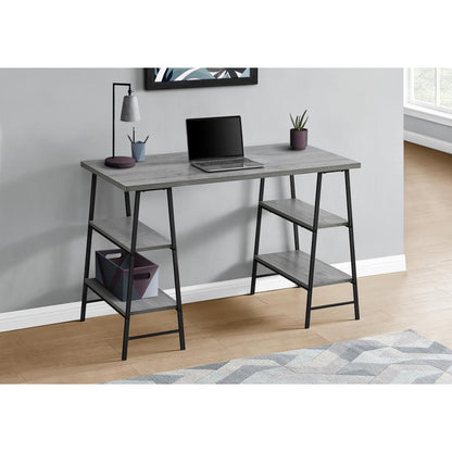 Computer Desk, Home Office, Laptop, Storage Shelves, 48L, Work, Grey Laminate