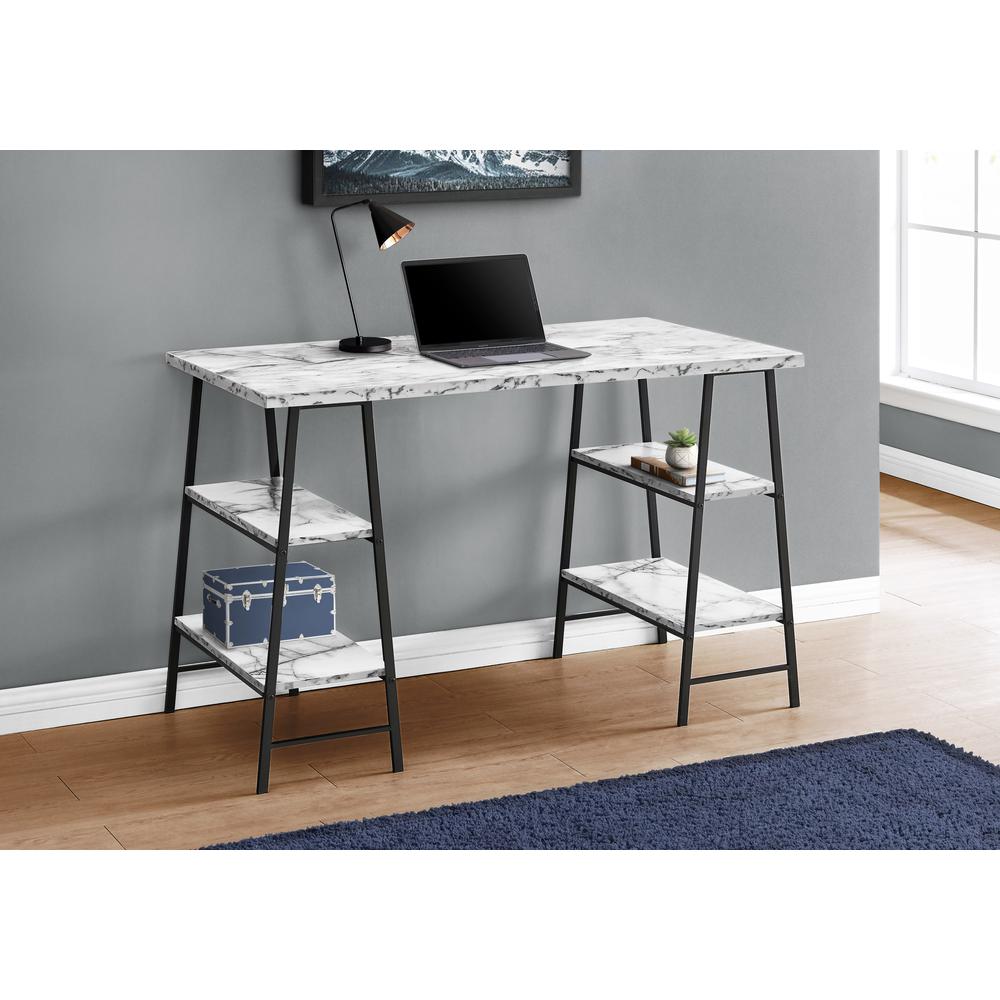 Computer Desk, Home Office, Laptop, Storage Shelves, 48L, Work, White