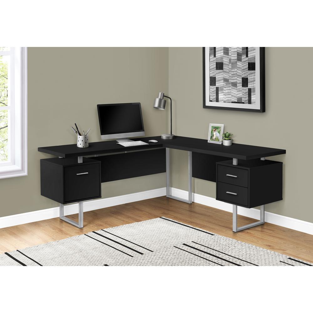 Computer Desk, Home Office, Corner, Left, Right Set-up, Storage Drawers, 70L