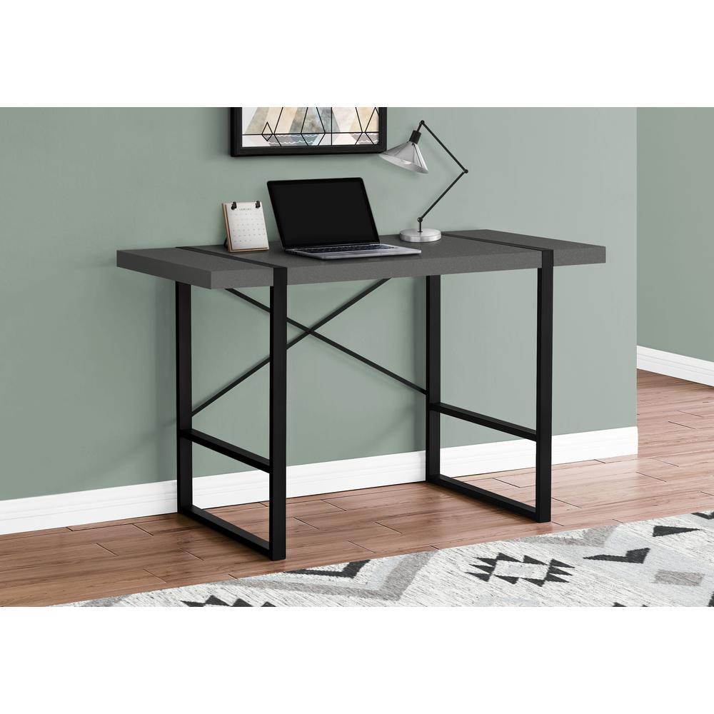 Computer Desk, Home Office, Laptop, 48L, Work, Grey Laminate, Black