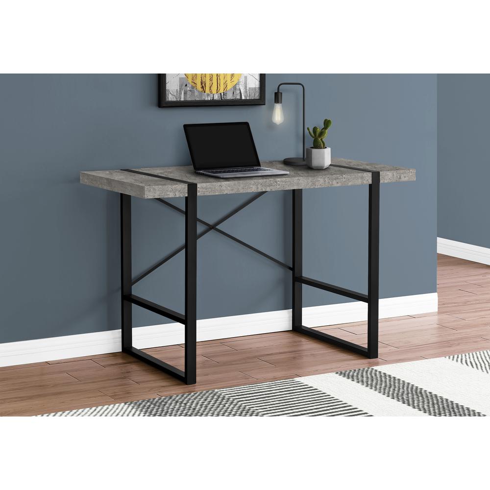 Computer Desk, Home Office, Laptop, 48L, Work, Grey Laminate, Black