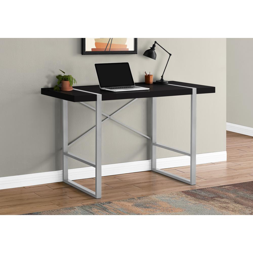 Computer Desk, Home Office, Laptop, 48L, Work, Black Laminate, Grey