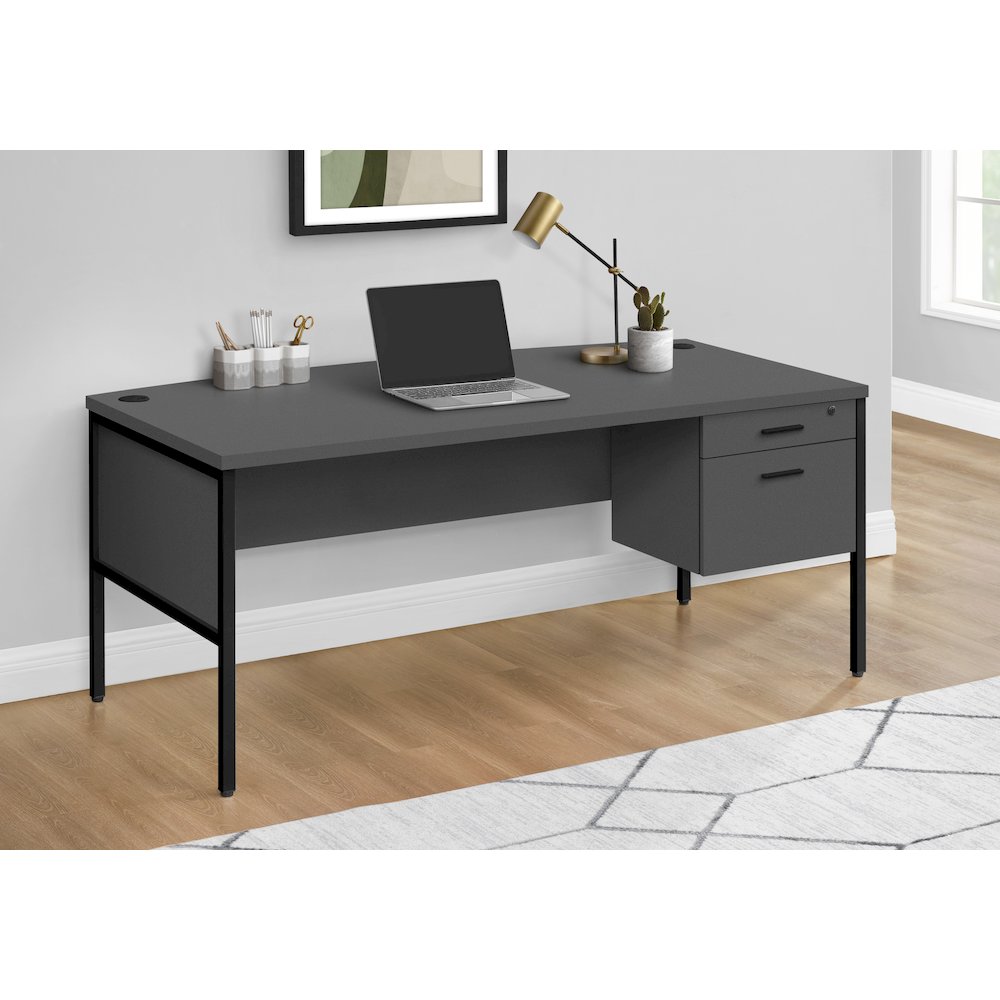 Contemporary Computer Desk in Grey,Black color