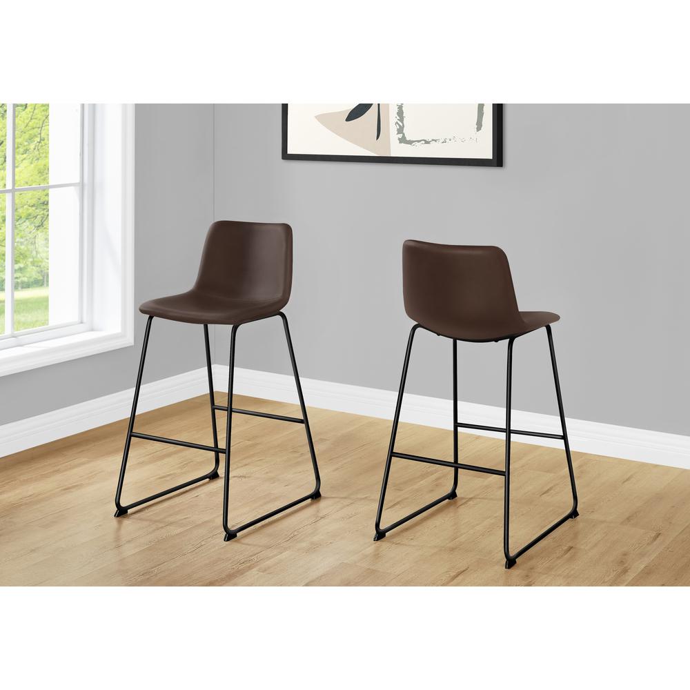 Office Chair, Bar Height, Standing, Computer Desk, Work, Brown Leather Look