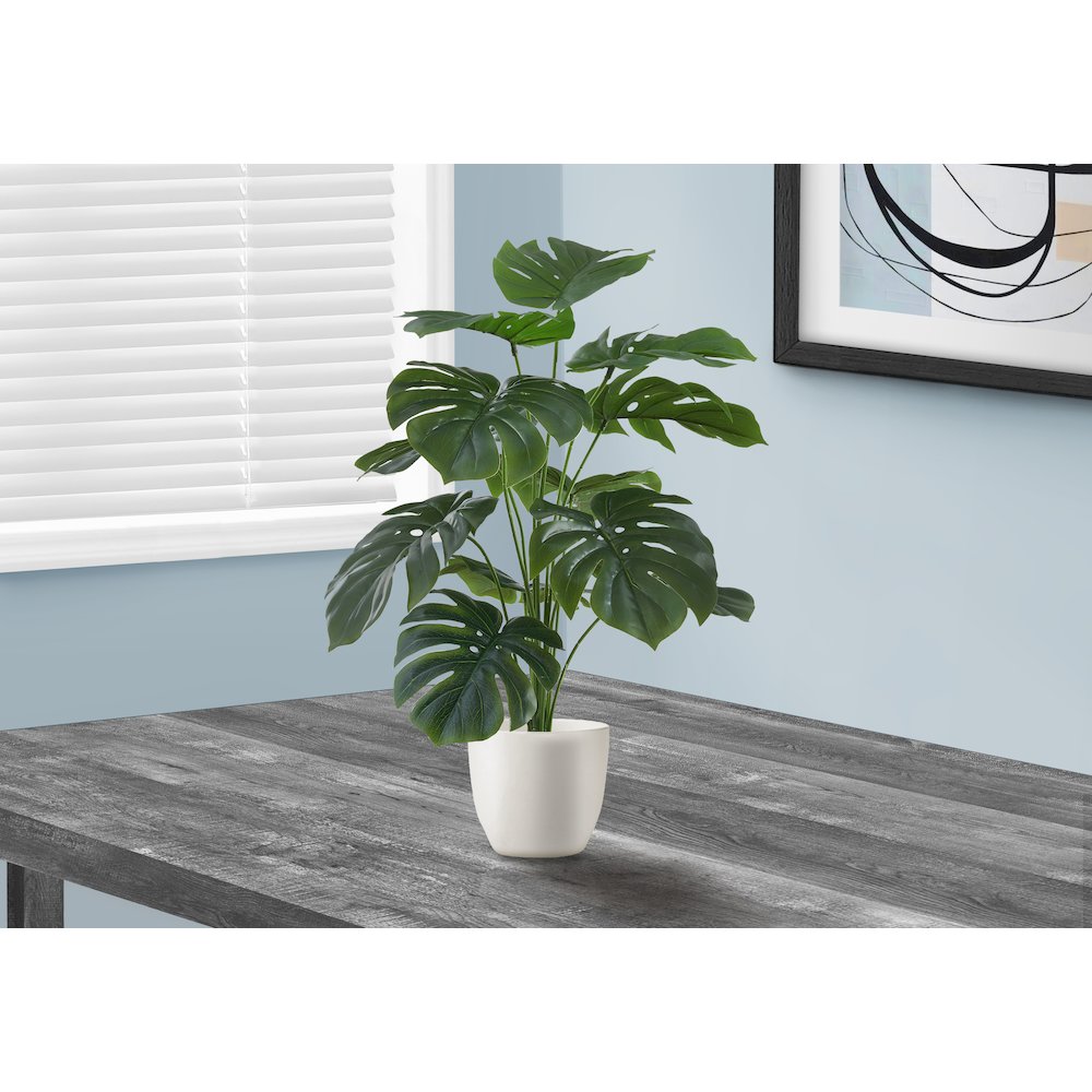 Artificial Plant, 24" Tall, Monstera, Indoor, Faux, Table, Greenery, Real Touch