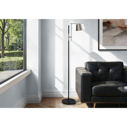 Lighting, 65"H, Floor Lamp, Black Metal, Nickel Shade, Contemporary