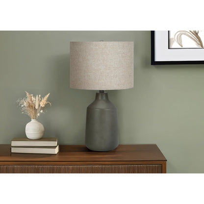 Lighting, 24"H, Table Lamp, Grey Concrete, Beige Shade, Contemporary