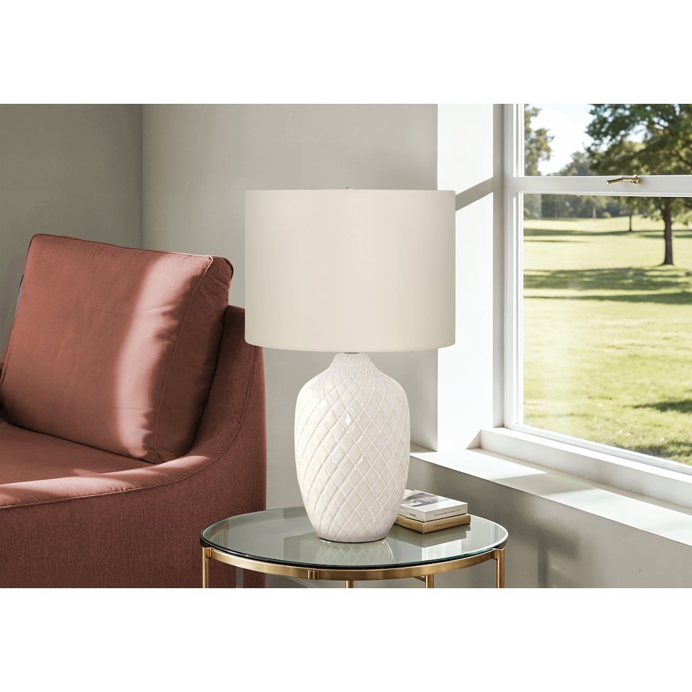 ="Lighting, 25""H, Table Lamp, Cream Ceramic, Ivory / Cream Shade, Transitional