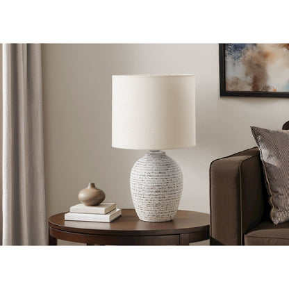 17"H, Table Lamp, Ivory Ceramic, Ivory / Cream Shade, Contemporary, Modern