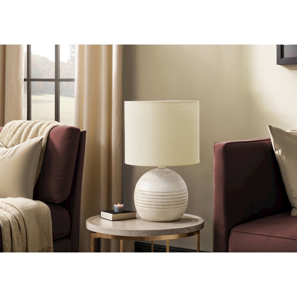 Lighting, 15"H, Table Lamp, Ivory Resin, Beige Shade
