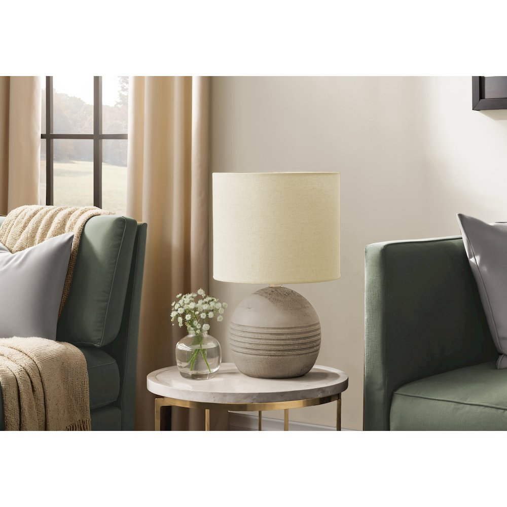 Lighting, 15"H, Table Lamp, Beige Resin, Beige Shade, Contemporary, Modern