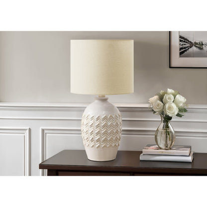 Lighting, Table Lamp, 19"H, Ivory Ceramic, Ivory / Cream Shade, Transitional