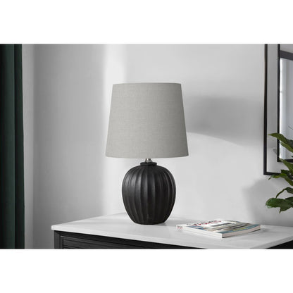 Lighting, 19"H, Table Lamp, Black Resin, Grey Shade, Transitional