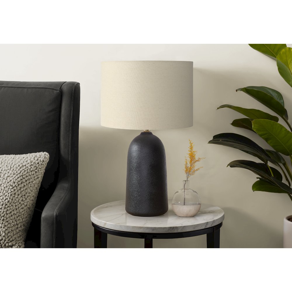 Lighting, 27"H, Table Lamp, Black Ceramic, Beige Shade, Contemporary, Modern