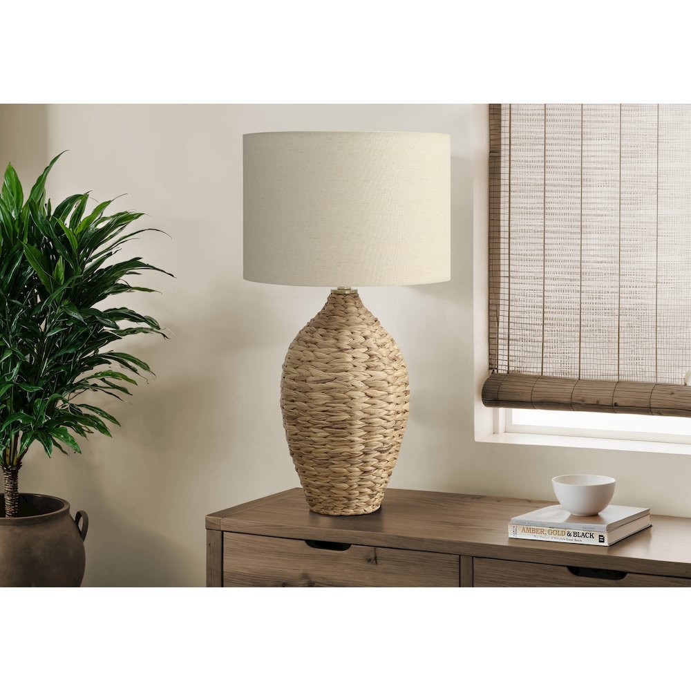 Lighting, 30"H, Natural Rattan, Beige Shade, Transitional