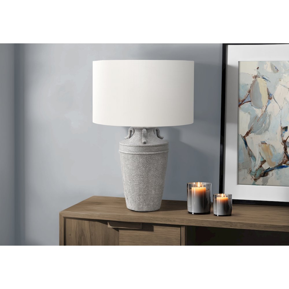 Lighting, 28"H, Table Lamp, Grey Ceramic, Ivory / Cream Shade, Transitional