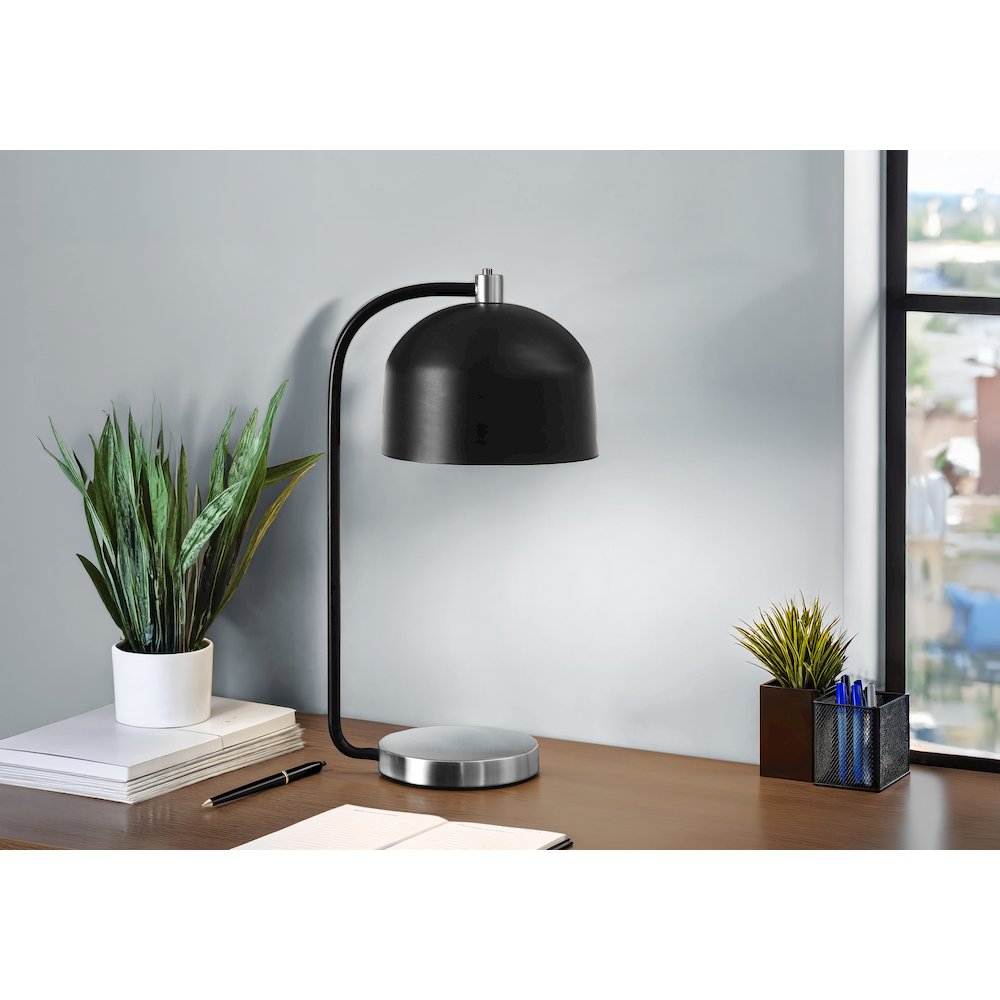 Lighting, 18"H, Table Lamp, Black Metal, Silver Metal, Contemporary