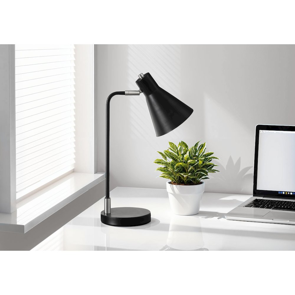 Lighting, 17"H, Table Lamp, Black Metal, Silver Metal, Contemporary