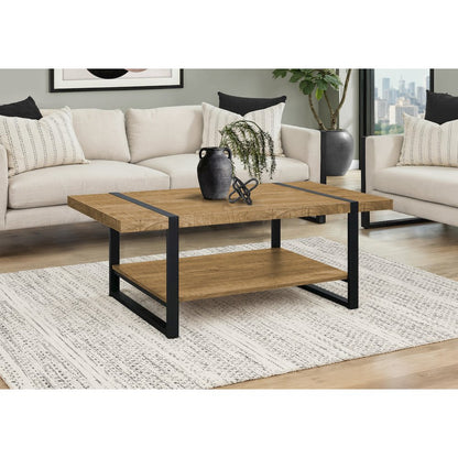 Coffee Table, Accent, Cocktail, Rectangular, 48""L, Mango Wood-look, Black Metal