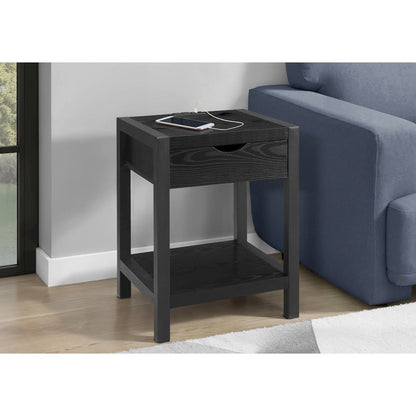 Accent Table, 24""H, 2 Tier, End, Side Table, Nightstand, Lamp, Storage Drawer