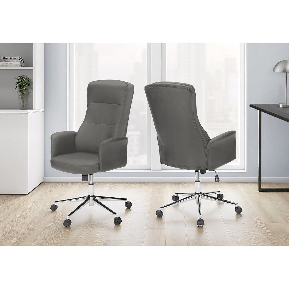 Office Chair, Swivel, Adjustable Height, Armrests, Ergonomic, Work, Chrome Metal