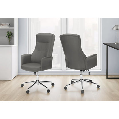 Office Chair, Swivel, Adjustable Height, Armrests, Ergonomic, Work, Chrome Metal