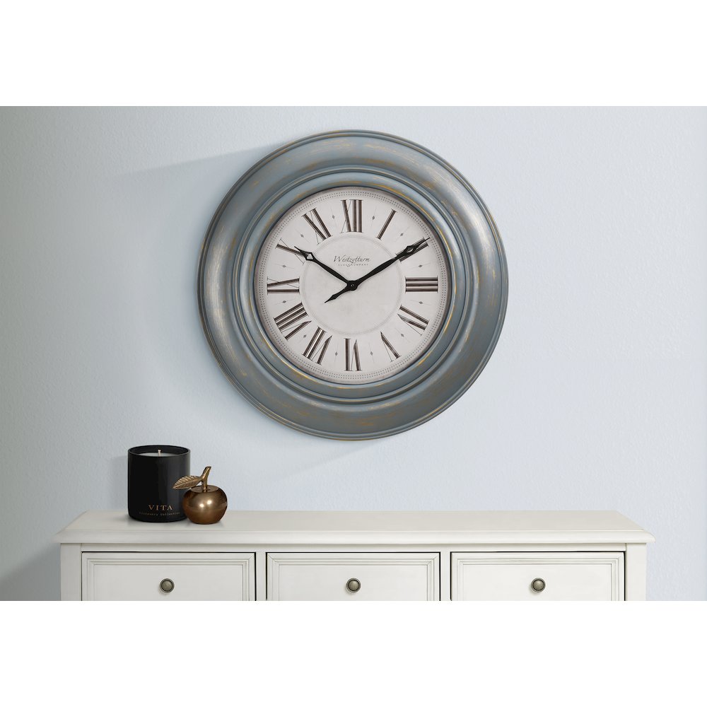 Clocks, 30"" Round, Large Oversized, Wall Clock, Antique Blue, Transitional