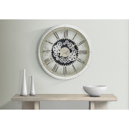 Clocks, 30"" Round, Gear Mechanism, Large Oversized, Wall Clock, White