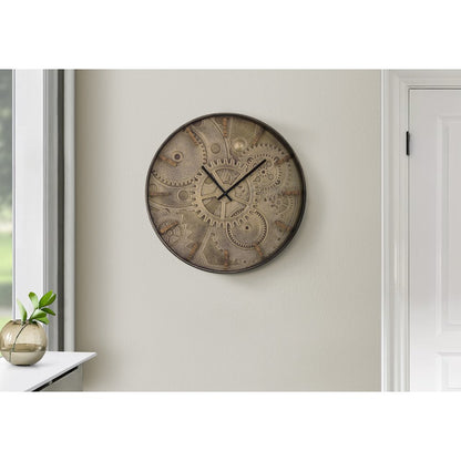 Clocks, 20"" Round, Wall Clock, Brown, Transitional
