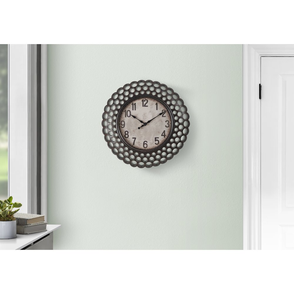 Clocks, 16"" Round, Wall Clock, Dark Green, Transitional