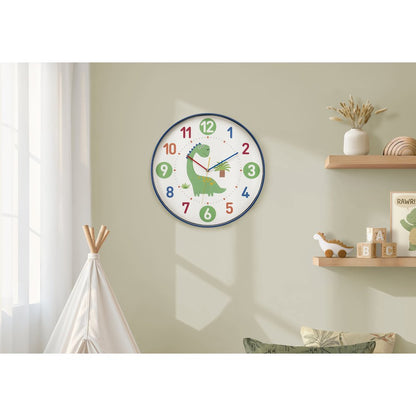 Clocks, 18"" Round, Juvenile, Wall Clock, Multi-colored Face, Blue Frame