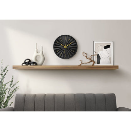 Clocks, 12"" Round, Wall Clock, Black Face, Black Frame, Contemporary, Modern