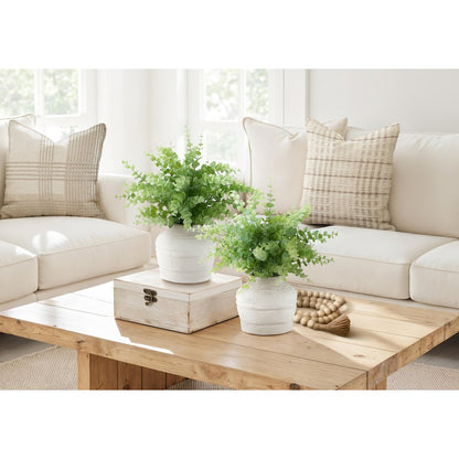Artificial Plant, Set Of 2, 16"" Tall, Eucalyptus Grass, Table, White Pots
