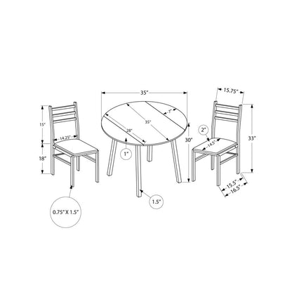 Dining Table Set, 3pcs Set, Small, 35 Drop Leaf, Kitchen, Black Metal