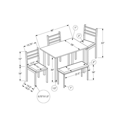 Dining Set, 5pcs Set, 40 Rectangular, Kitchen, Small, Black Metal