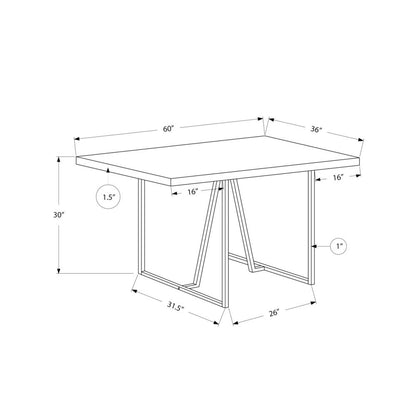 Dining Table, 60 Rectangular, Kitchen, Dining Room, Brown Laminate