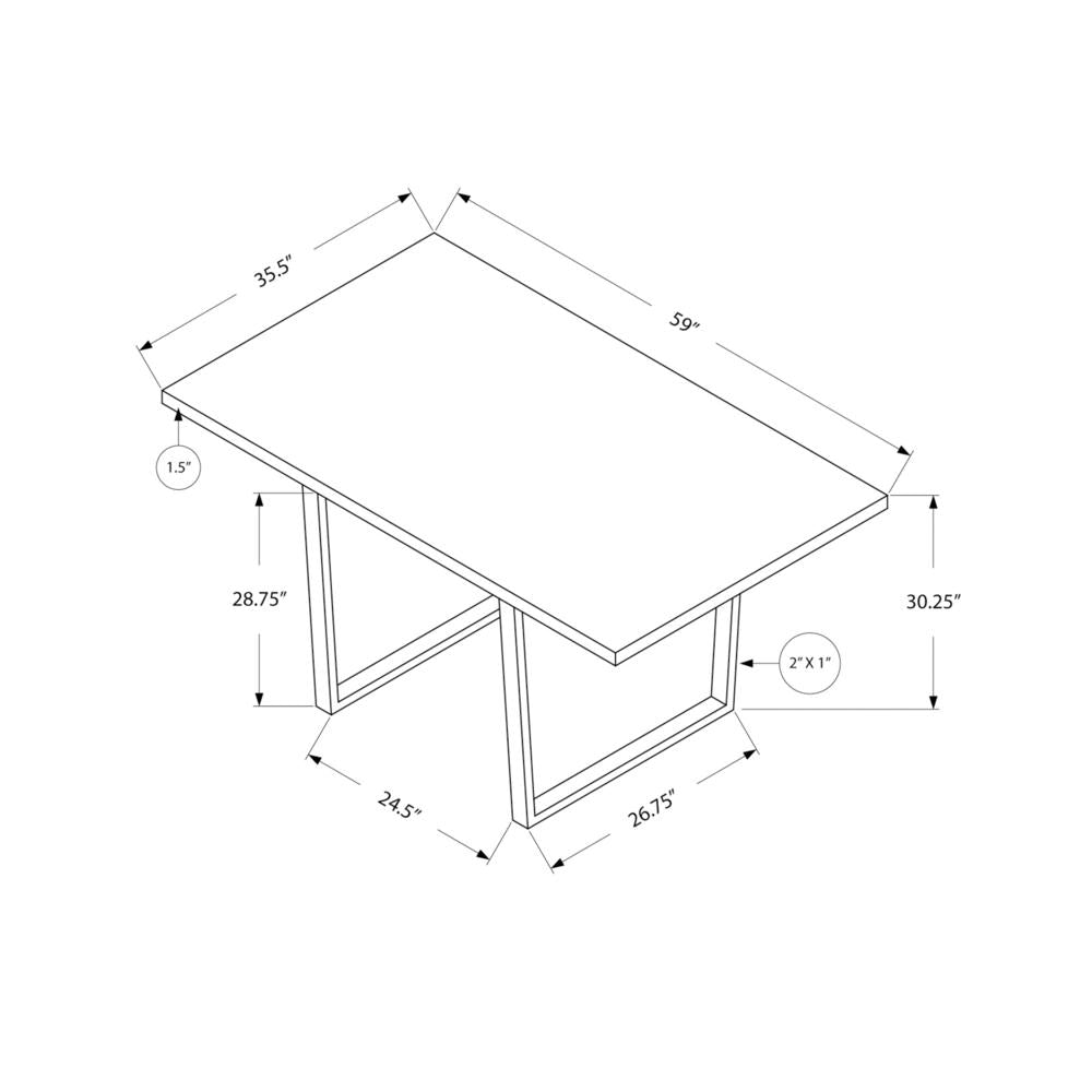 Dining Table, 60 Rectangular, Kitchen, Dining Room, Brown Laminate, Chrome