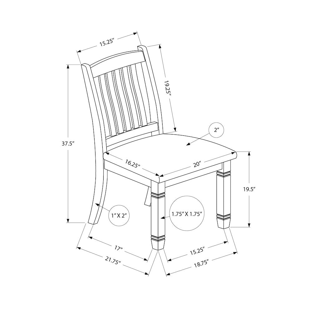 Dining Chair, 38" Height, Set Of 2, Side, Upholstered