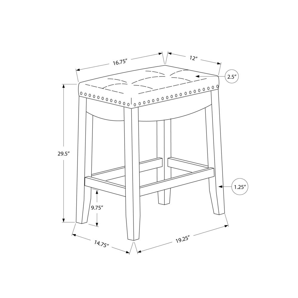 Bar Stool, Set Of 2, Bar Height, Saddle Seat, White Wood