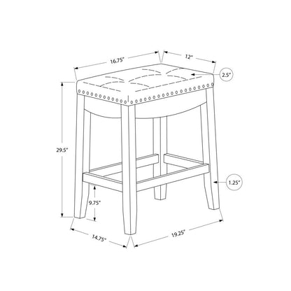 Bar Stool, Set Of 2, Bar Height, Saddle Seat, White Wood