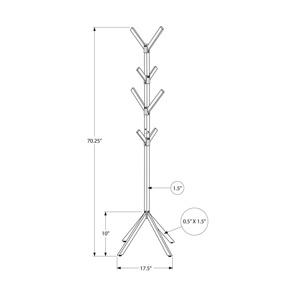 Coat Rack, Hall Tree, Free Standing, 8 Hooks, Entryway, 70H, Bedroom, White