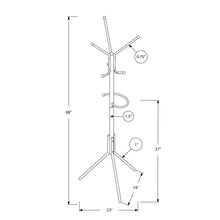 Coat Rack, Hall Tree, Free Standing, Hanging Bar, 6 Hooks, Entryway, 68H