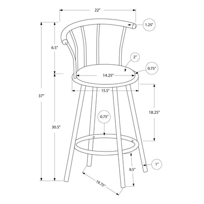 Bar Stool, Set Of 2, Swivel, Bar Height, Grey