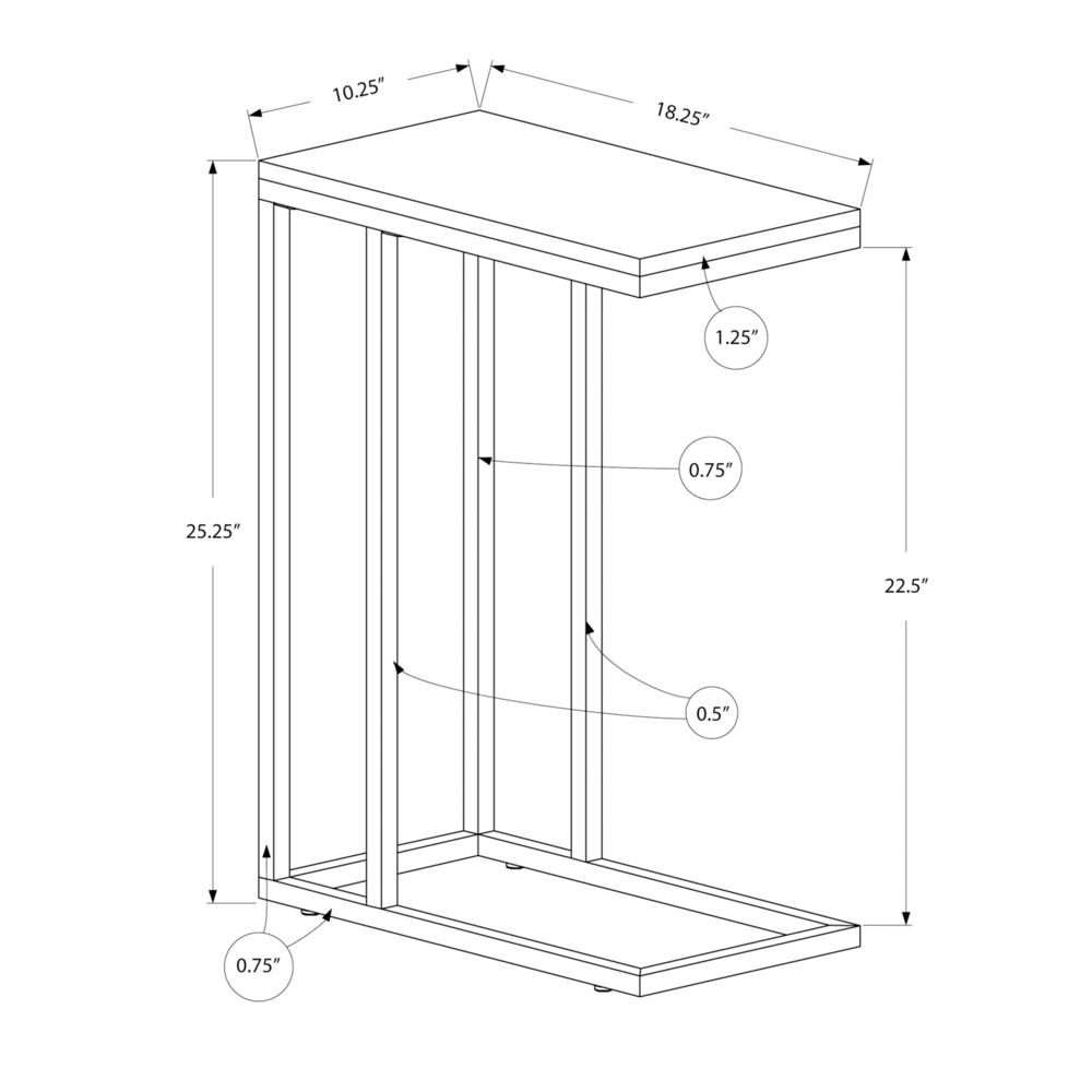 Accent Table, C-shaped, End, Side, Snack, Living Room, Bedroom, Grey Laminate
