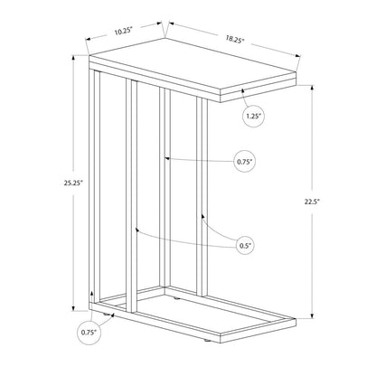 Accent Table, C-shaped, End, Side, Snack, Living Room, Bedroom, Grey Laminate