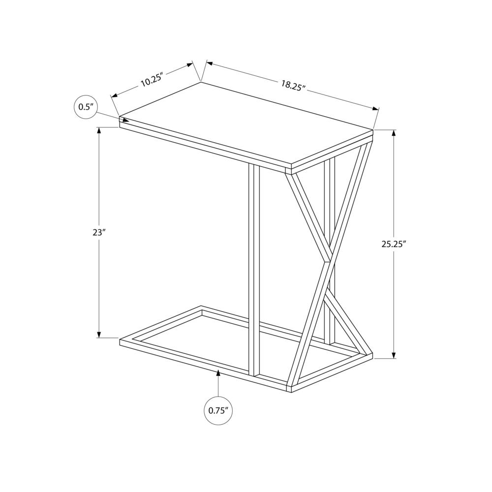 Accent Table, C-shaped, End, Side, Snack, Living Room, Bedroom, Black Laminate
